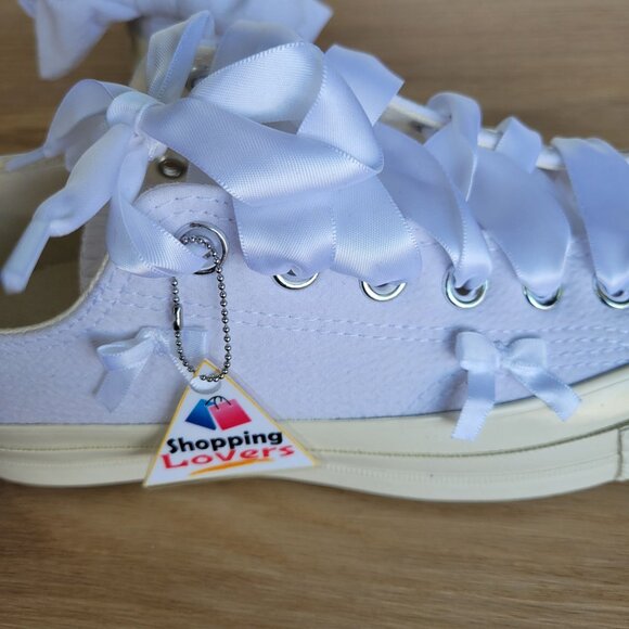 ⭐Converse Chuck 70 OX Bow 7 Mens Shoes Retro Sneakers White Satin Laces A15192C - Picture 9 of 10